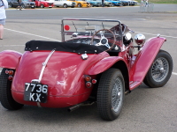 Rear view of red Vincent MPH